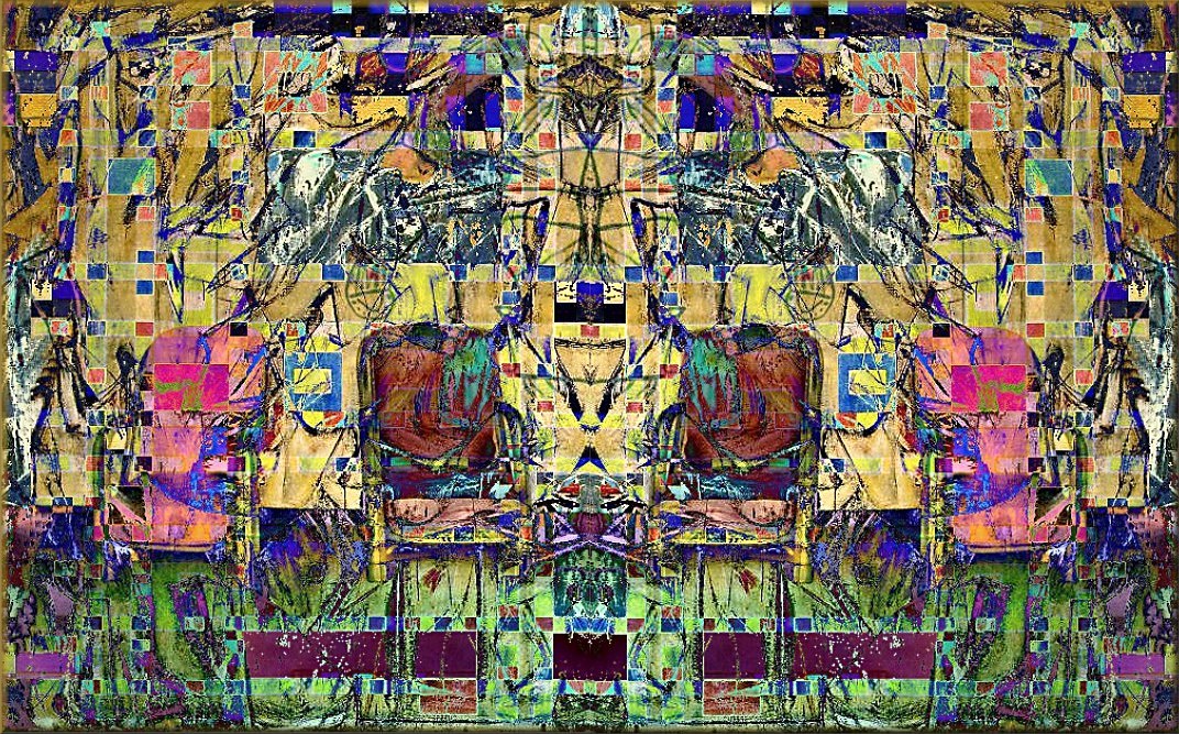  4 Chairs with Demon Phoenix (de Kooning, Hockney, Mondrian) 