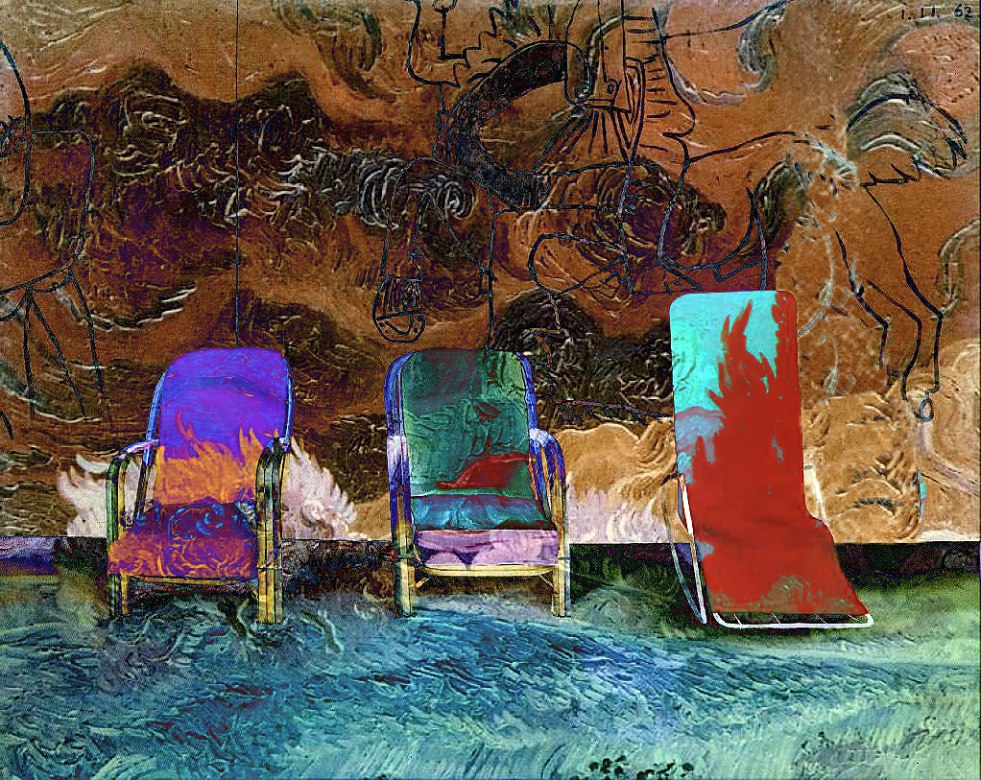  Chairs on Fire (at water's edge) 