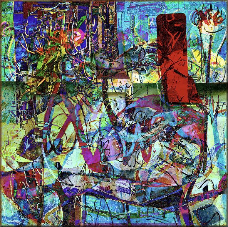  Red Chaise Lounge (Kitaj, de Kooning, Pollock, Hockney) 