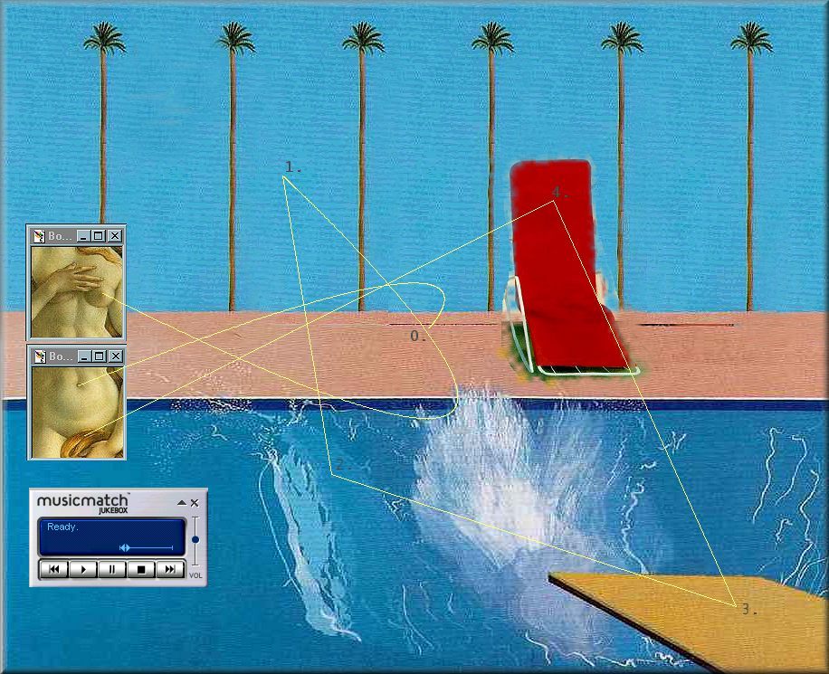  Fuzzy, Red Chaise Lounge (Hockney, Botticelli) 